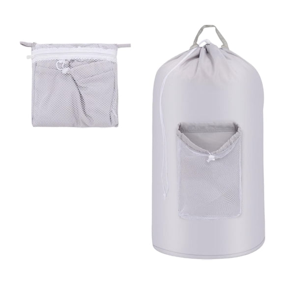 Mochila Bolsa de Lavandería Bolsa de Ropa Sucia 40x76cm Resistente para Viajes gris