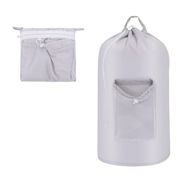 Mochila Bolsa de Lavandería Bolsa de Ropa Sucia 40x76cm Resistente para Viajes gris