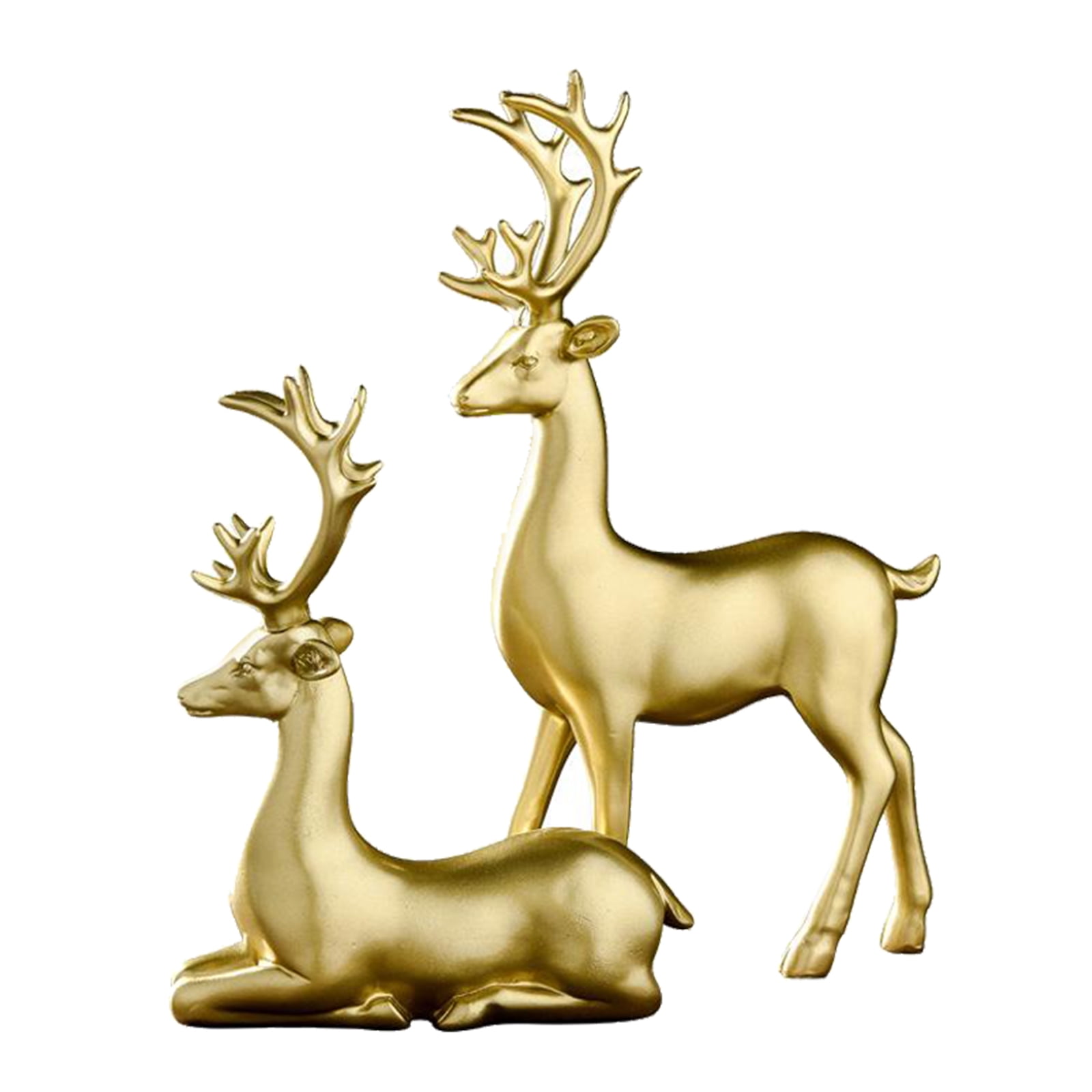 Set of 2 Resin Elk Deer Couple Home Figurine Display Statue Ornaments 