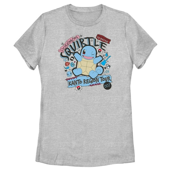 Women's Pokemon Squirtle Kanto Tour  Graphic Tee Athletic Heather Medium