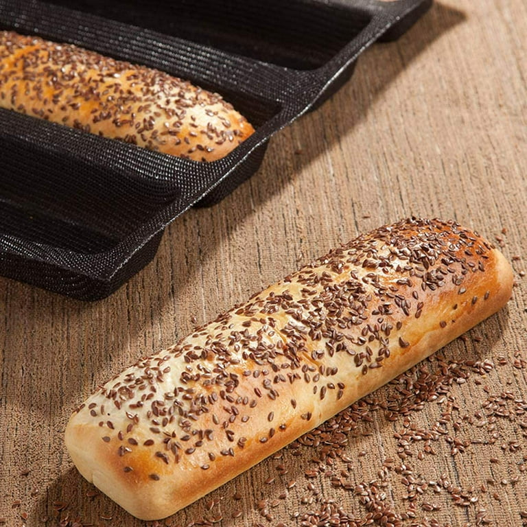 Webake Hot Dog Bun Pan, 2 Pack SIlicone Hotdog Bun Molds Nonstick Bread  Forms Mini Baguette Sandwich Baking Tray for Hot Dog Bun Rolls Cake and  Eclair