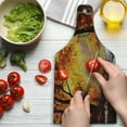 thumbnail image 3 of Country Cutting Board, Paint of a Forest with Autumn Color Leaves Fall Time Sadness Season Theme Art, Tempered Glass Cutting and Serving Board, Wine Bottle Shape, Orange Brown, by Ambesonne, 3 of 5