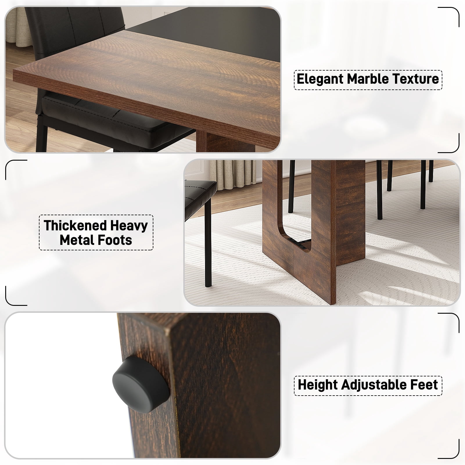 ChVans 70.9" Large Kitchen Dining Room Table for 6-8 People, Rectangular Wooden Kitchen Table with Heavy Duty Legs, Modern Dinner Furniture Last Forever, Wood Grain