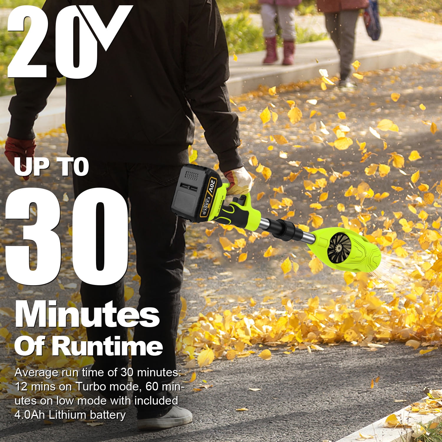 20V Cordless Leaf Blower,AILKIN High Speed Foldable Air Leaf Cleaner,Lightweight Mini Handheld Rechargeable Electric Cordless Leaf Blowers with Battery and Charger for Garden,Patio,Home,Yards,Green