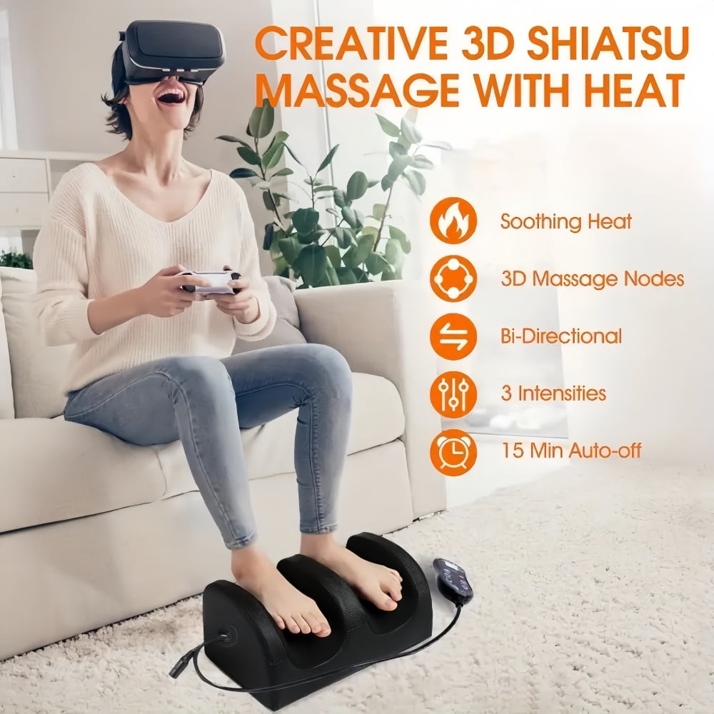 Nuvrek Shiatsu Foot Massager with Heat for Relaxation, with Remote Control