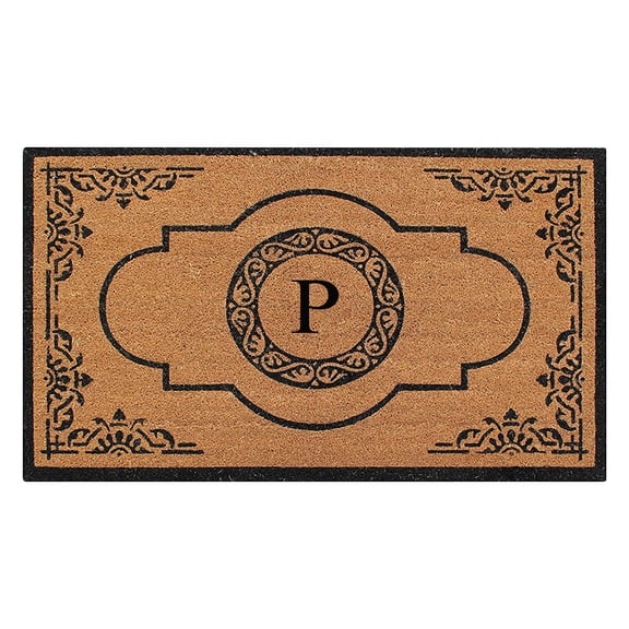 A1HC 36"x72" Natural Coir Monogrammed Doormat with PVC Backing, Heavy Duty Anti-Shed Front Door Mat, Easy to Clean Entry Rug