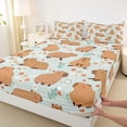 thumbnail image 3 of Homewish Cartoon Capybara 3pcs Twin Sheet Sets for Preppy Children Kids,Kawaii Animal Twin Fitted Sheet,Chic Floral Flowers Breathable Flat Sheet,Microfiber Bedroom Decor, 3 of 7