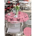 thumbnail image 5 of Outdoor Tablecloth with Umbrella Hole for Patio/Picnic/Party/Camping, Pink Spring Butterfly Waterproof Table Cloth Round Cover Washable, Black Bow Knot (Dia 54"), 5 of 8