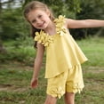 thumbnail image 4 of Cethrio Girls Summer Outfit Sets, 2 Piece Flutter Sleeve Vacation Casual Girls Clothing sets Yellow Size 3-4 T, 4 of 7