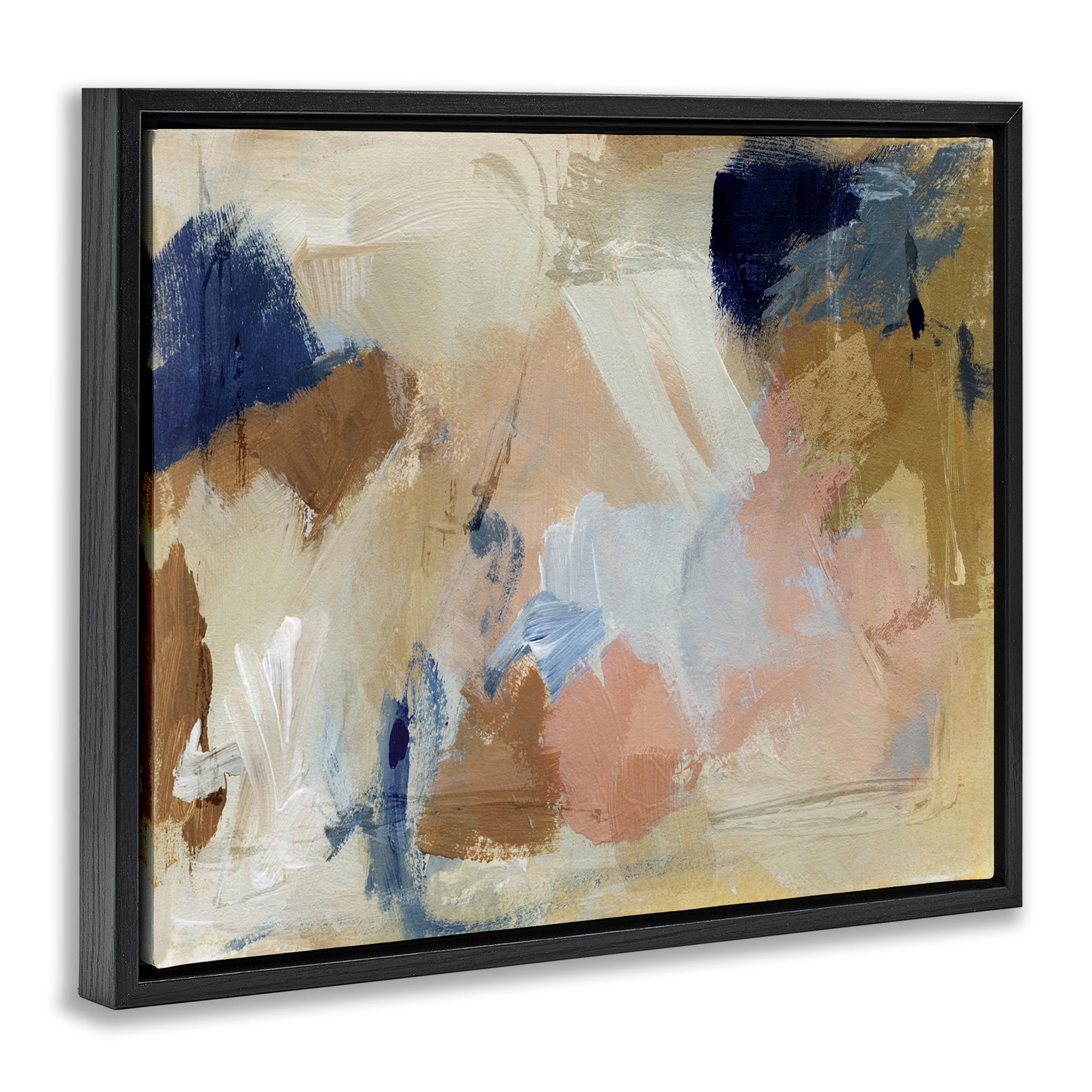 Stupell Industries Chaotic Neutral Paint Abstract Painting Black Floater Framed Canvas Art Print Wall Art, 21 x 17