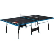 Open Box MD Sports TTT415_057M Official Size Table Tennis Table, with Paddle and Balls, Black/Blue
