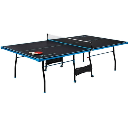 MD Sports Official Size Table Tennis Table, with Paddle and Balls, Black/Blue