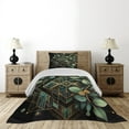 thumbnail image 3 of Ambesonne Eucalyptus Leaves Quilted Coverlet 2 Pcs, Art Deco Botany, Twin Size, Black Laurel Green Amber, 3 of 4