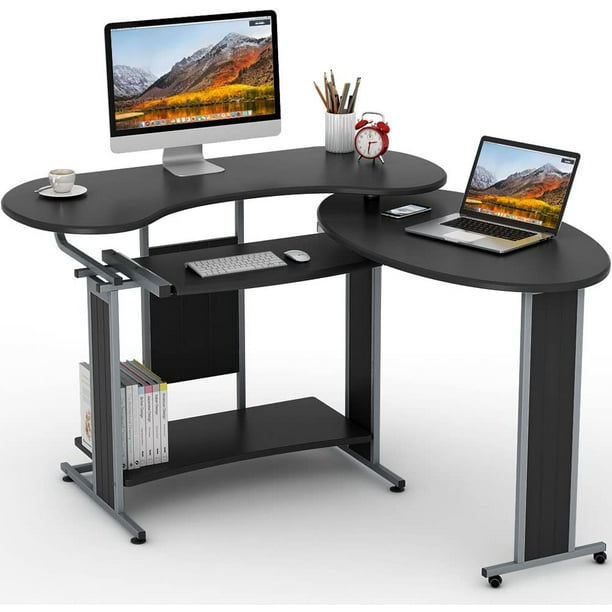 LShaped Computer Desk, Rotating Corner Desk & Modern Office Study Workstation, for Home Office