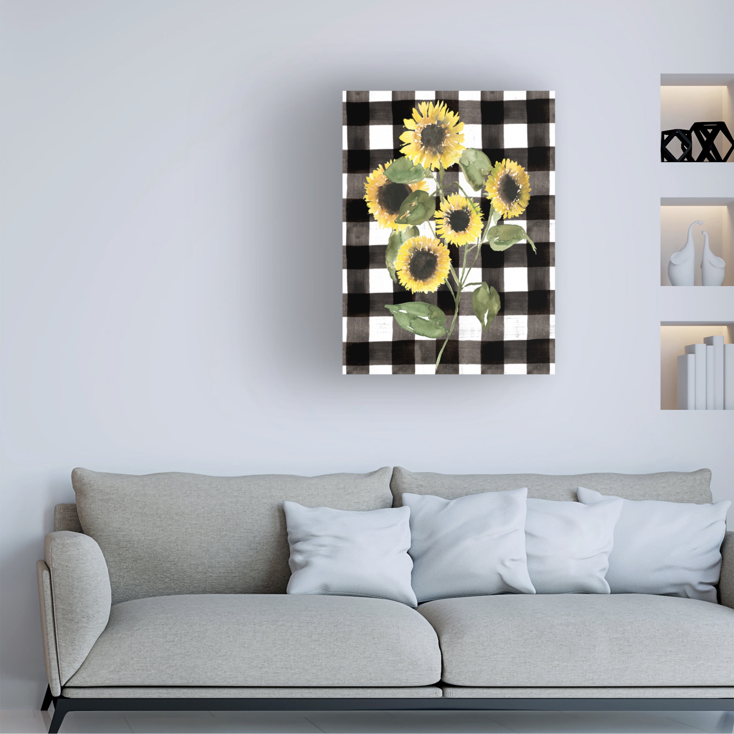 Jennifer Goldberger 'Buffalo Check Sunflower II' Canvas Art