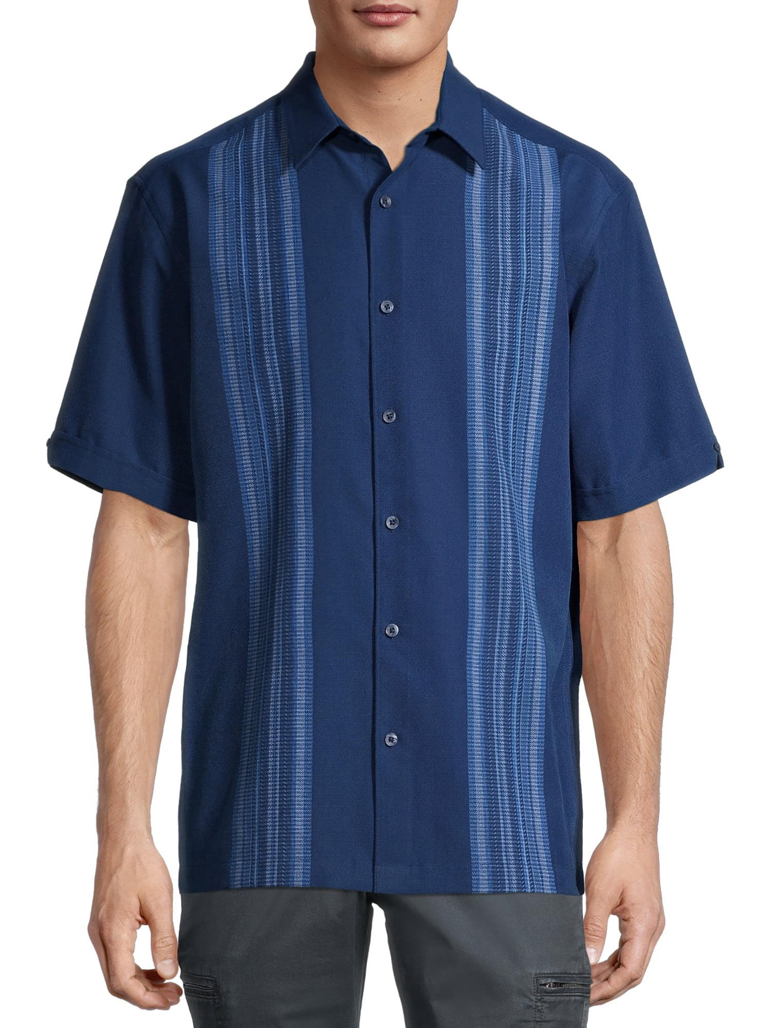 Caf Luna Men's Short Sleeve Panel Woven Shirt - Walmart.com