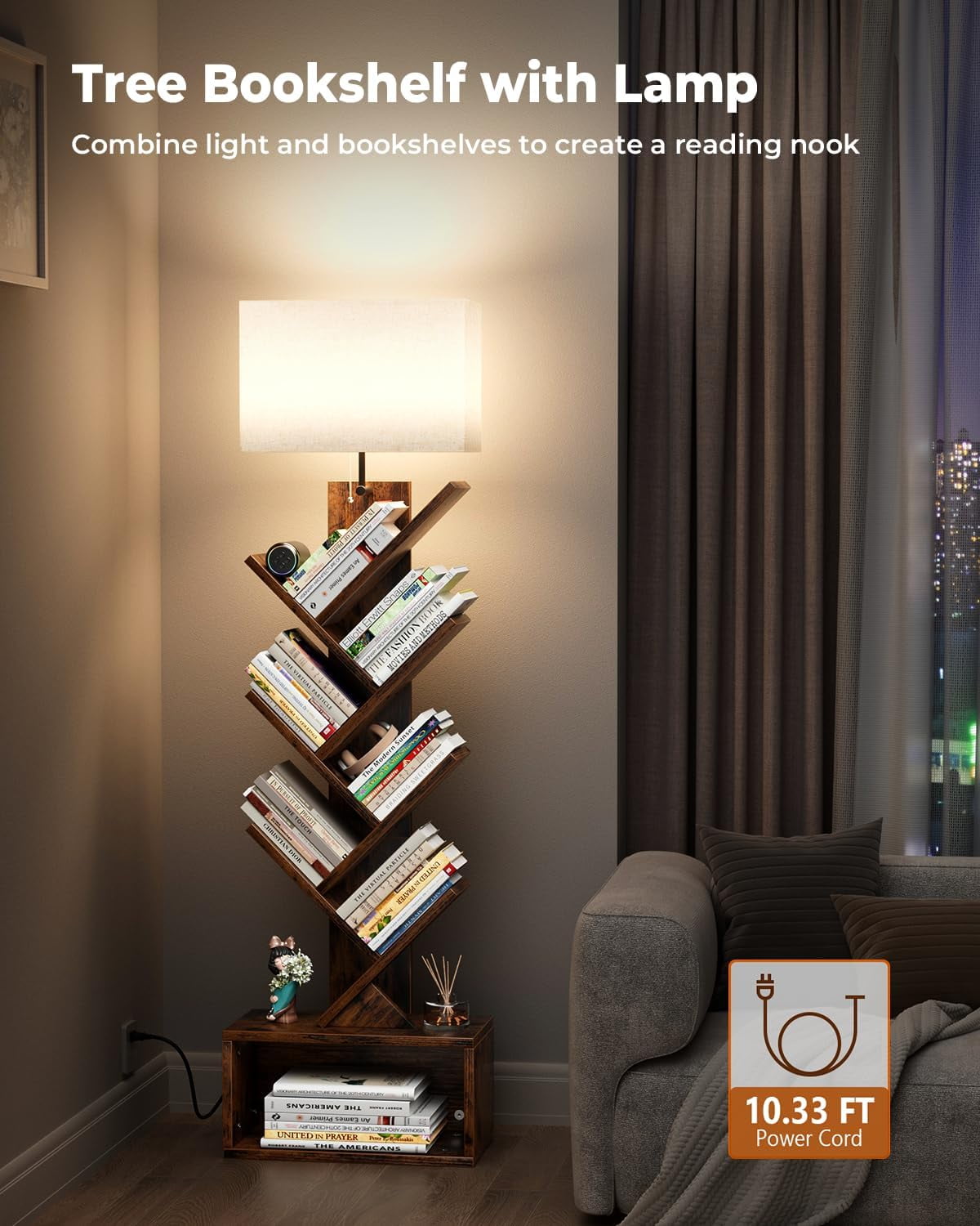 9W 3-Color Floor Lamp with Fabric Shade, Standing Lamp for Living Room Bedroom Home Office