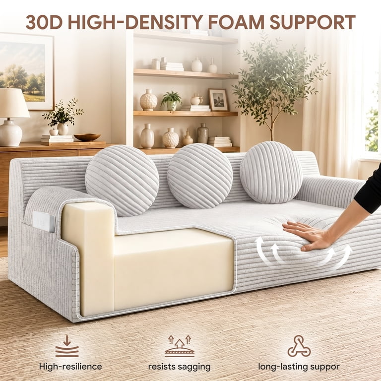 UHOMEPRO 71" Cloud Couch, 3-Seater Low Profile photo 8