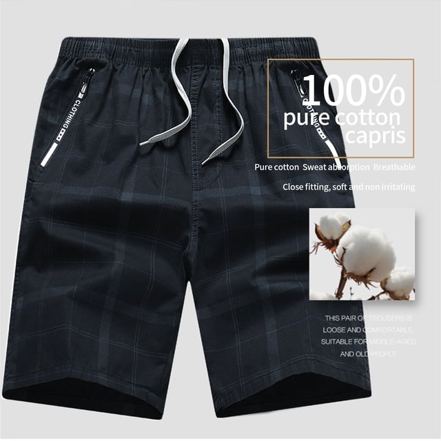 LSLJS Shorts d'Été Décontractés Imprimés Amples et Polyvalents Capris en Coton Pantalon à Jambe Droite Shorts pour Hommes