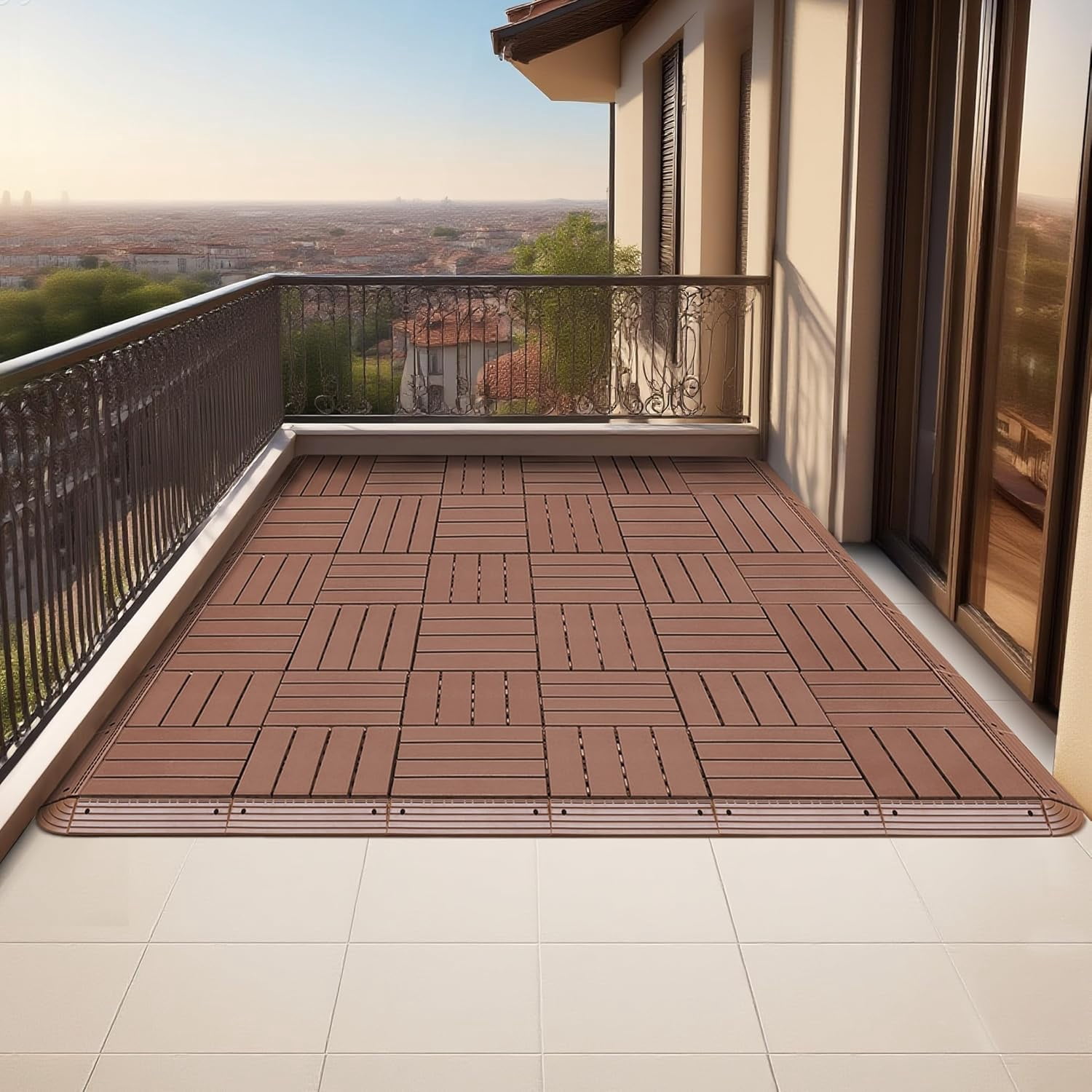 Deck Tiles Accessories 60 PCS Edge Trim & Corner Pieces for Interlocking Patio Floor Tiles