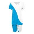 thumbnail image 4 of Blouses pour Femmes, Mode Imprimée Blouse Col en V Manches Courtes Hauts Shorts Ensemble Décontracté, 4 of 5