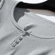 thumbnail image 5 of Fiudx Ofertas Flash Artículos En Oferta Camiseta de Manga Corta con Cuello Redondo y Botones de Color Liso para Mujer, Camiseta Básica de Verano para Mujer, Top/Camisa de Manga Corta con Cuello Redon, 5 of 7