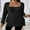 Black, variant on Women Plus Size Casual Ribbed Knit Blouse Fall Long Sleeve Sweater Square Neck Solid Top 1X-4X