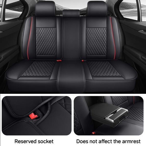 AFUNTIO Car Seat Covers,Front and Rear, Fits TOYOTA 4RUNNER 2014, Black and Red Trim Car Seat Covers