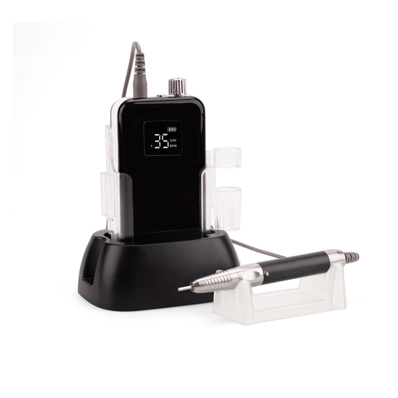 Classical Black Rechargeable Nail Drill Machine Nail Sander Manicure Tool Quiet 85w Brushless 35000rpm Cordless Drilling Base
