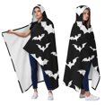 thumbnail image 2 of Wearable Blanket,Halloween Bat Pattern Hooded Wearable Flannel Blanket for Adults & Teens,Winter Poncho Shawl Wrap Cape Cozy Anti-Pill,60"x80", 2 of 5