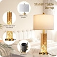 thumbnail image 4 of 25.6" Gold Table Lamps Set of 2, Tall Bedside Lamps with Nightlight, Modern Nightstand Lamp with USB Ports, Desk Lamp for Bedroom, Living Room, Office, LED Bulbs Included, 4 of 6