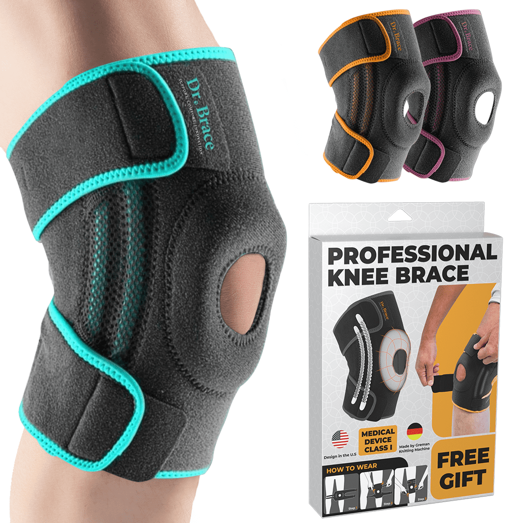 DR. BRACE Compression Knee Brace with Side Stabilizers & Patella Gel Pads, Knee Support for Knee Pain, Running & Sports, Men & Women (Earth Medium)