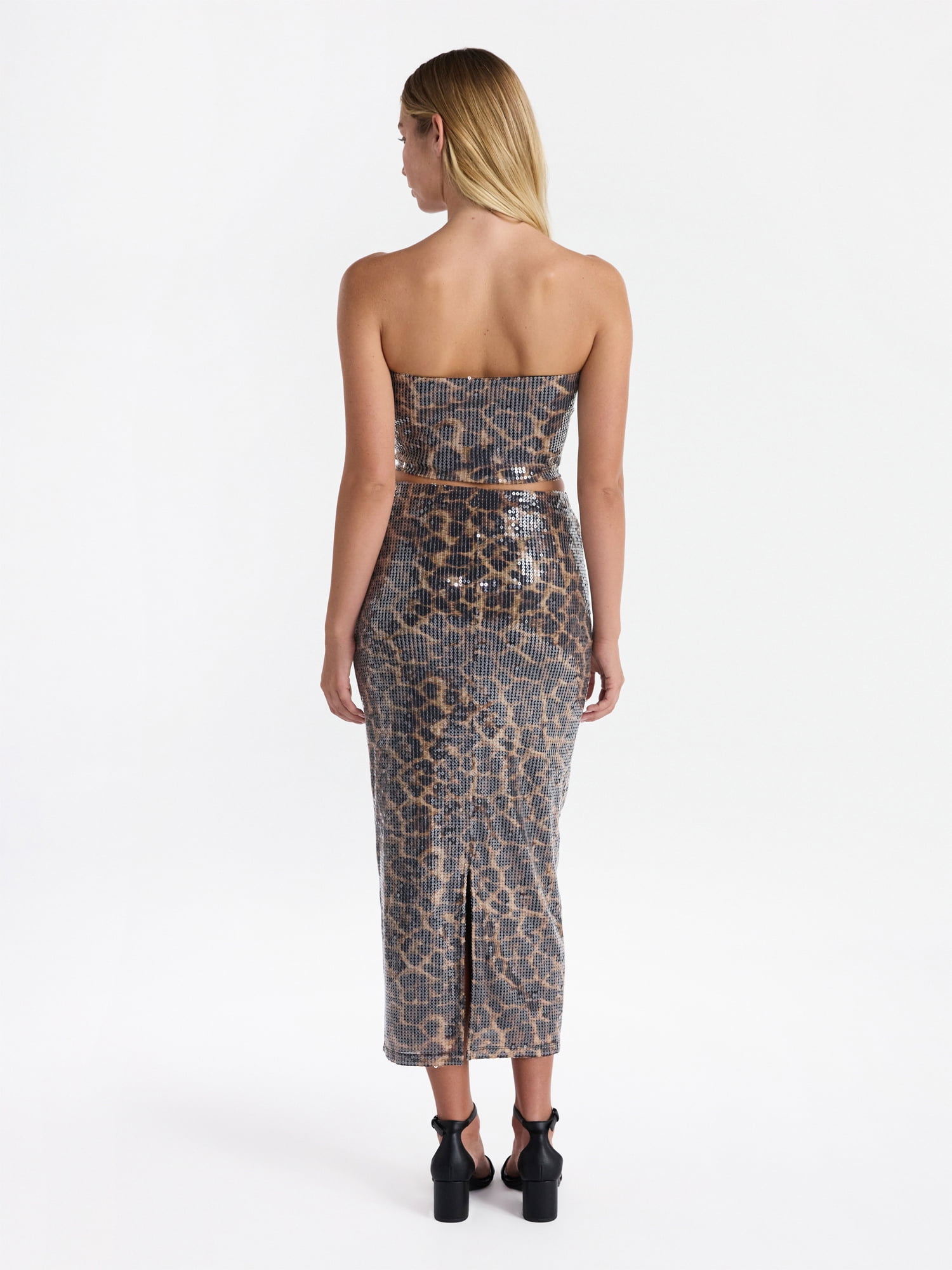No Boundaries Sequin Strapless Tube Top and Maxi Skirt Set, 2-Piece, Women's