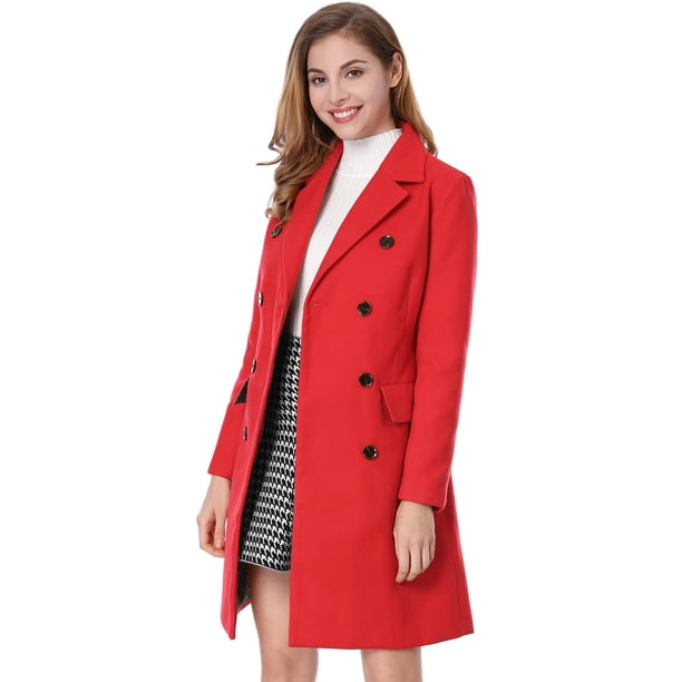 Abrigo De TrincheGabardiDoble HileDe Botones SolaCon Muescas PaMujer Rojo XL
