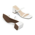 thumbnail image 3 of DREAM PAIRS Sandal Heels for Women Low Square Open Toe Block Chunky Heels Slip On Slides Mules for Party Homecoming Daily, 3 of 4
