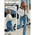 thumbnail image 4 of Xuanfei Women Open Front Button-Up Trim Details Long Sleeve Crop Cardigan, 4 of 7