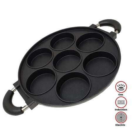 11 Inch Non Stick Cast Aluminium Aebleskiver Pan With Dual Handles for Danish Pancakes Dishwasher