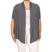 Women's Plus Size Casual Open Front Short Sleeve Cardigan