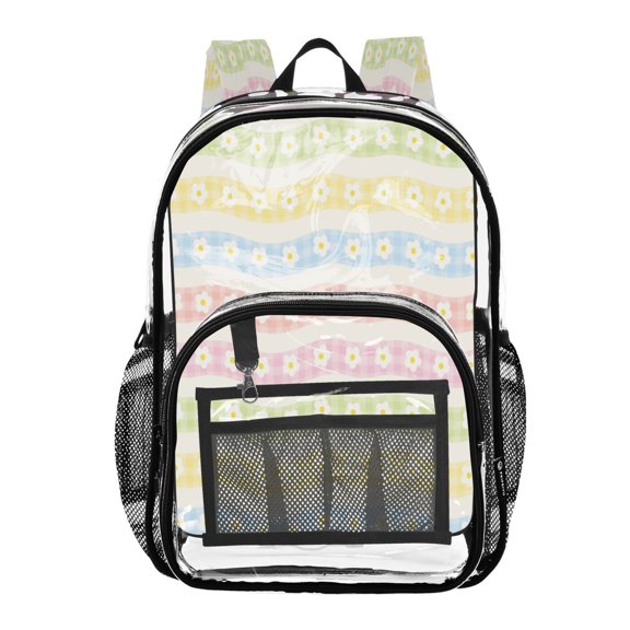 PVC Transparent Backpacks Clear Backpack for Travel and Outings Colorful Small Daisies