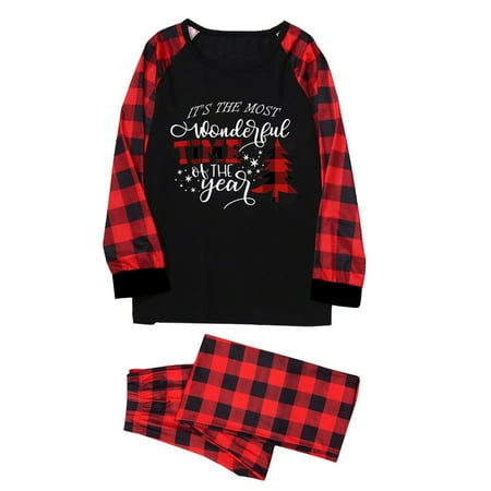 

Honeeladyy Christmas Men Dad Printed Blouse Tops+Pants Family Matching Pajamas Set Black Clearance under 5$