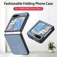 thumbnail image 4 of Allytechgroup Fiber Pattern Phone Case for Samsung Galaxy Z Flip 7, Slim Fit Lightweight Shockproof Anti-Fall Anti-Scratch Non-Slip Luxury Folding Case for Samsung Galaxy Z Flip 7, Blue, 4 of 6