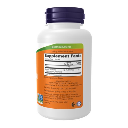オーガニックスピルリナ 1000mg 120粒 NOW Foods ナウフーズ