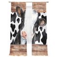 thumbnail image 2 of Cow Printed Sheer Curtains 84 Inches Long 2 Panels Set, Window Sheer Curtains for Living Room/Bedroom, Farmhouse Watercolor Country Wooden Grain Light Filtering Rod Pocket Curtain 52''x84''x2, 2 of 8