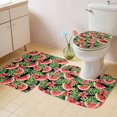 thumbnail image 4 of Summer Fruit Bathroom Rugs Set Watermelon Flowers Leaves Black Background Non Slip Absorbent Soft Bath Mats 3 Piece Set with Bathroom Rug, U-Shaped Floor Mat, Toilet Seat Cover Small Size, 4 of 9