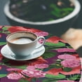 thumbnail image 3 of Ambesonne Tropical Jungle Fitted Round Tablecloth, Botany Hibiscus Art, 36"- 40" Diameter, Pastel Pink Dark Coral, 3 of 5