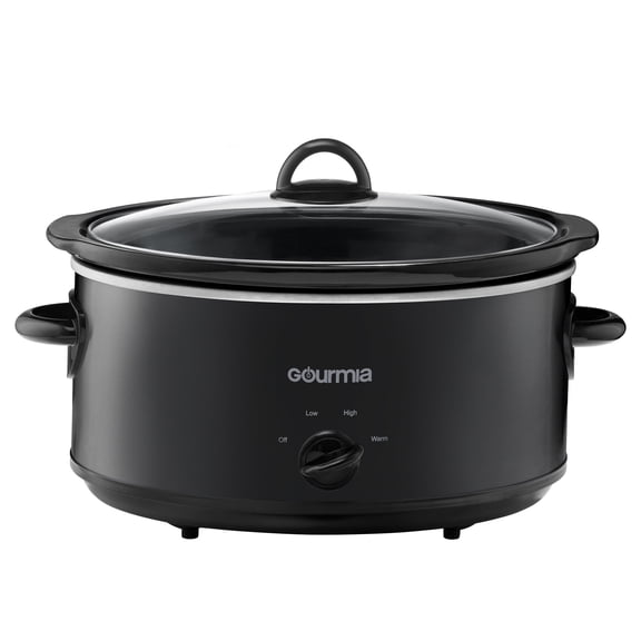 Gourmia 6 Qt Manual Slow Cooker with 3 Heat Settings, Black