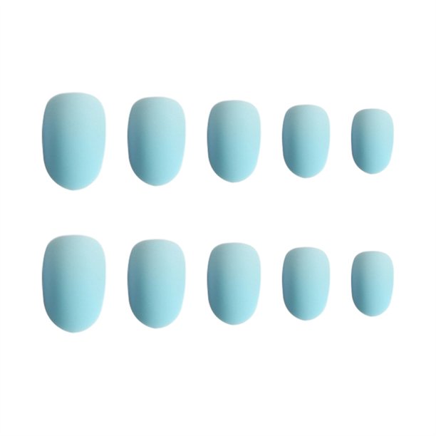 Qarigey 24 piezas de prensa mate de cabeza redonda pequeña en las uñas DIY uñas acrílicas artificiales Juegos de manicura 14azul