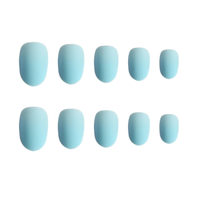 Qarigey 24 piezas de prensa mate de cabeza redonda pequeña en las uñas DIY uñas acrílicas artificiales Juegos de manicura 14azul