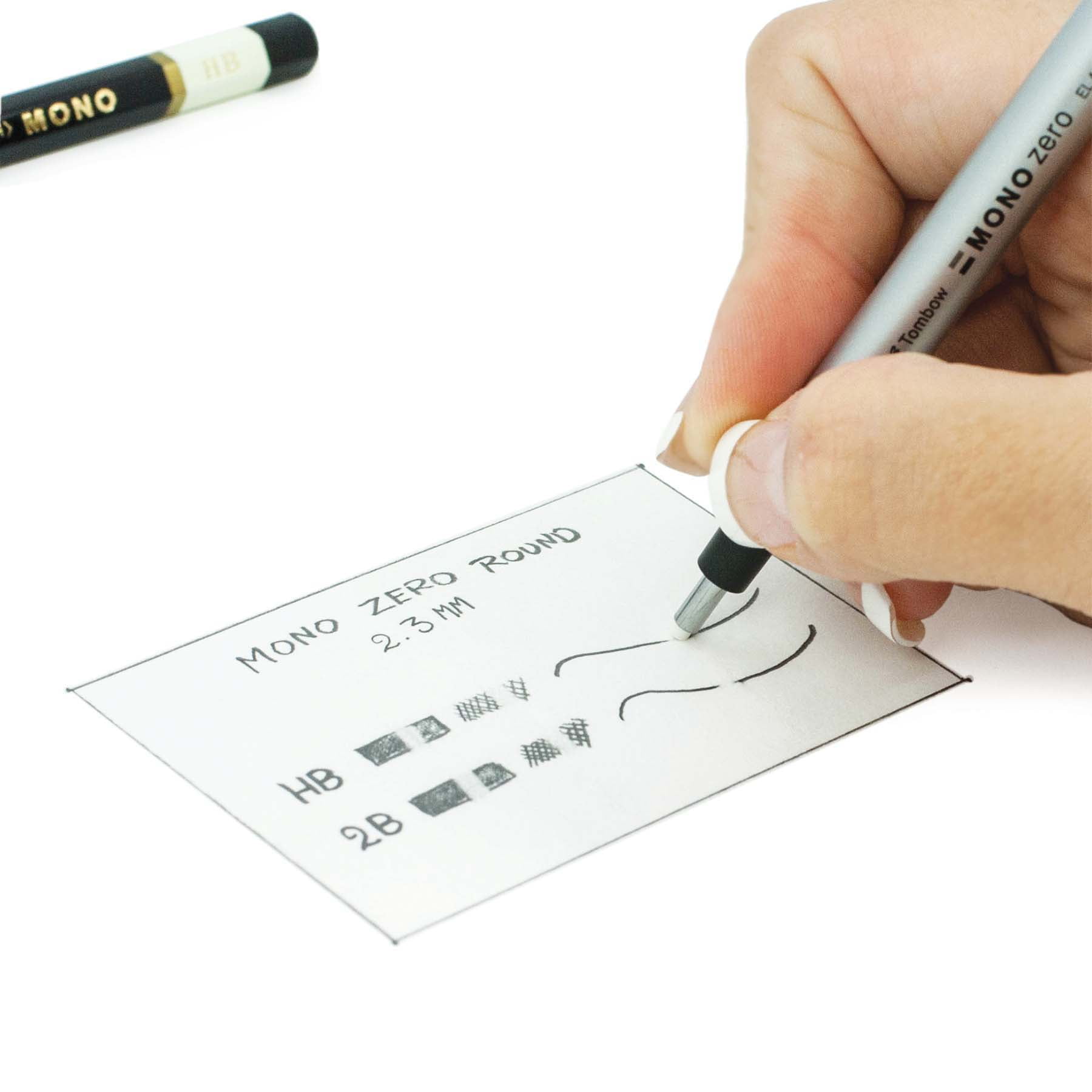 Tombow Mono Zero Round Eraser & Refill - 2.3mm Eraser With Ultra-Fine Precision Tip - Bulk 12 Pack