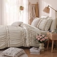 thumbnail image 4 of Lipa Full Comforter Set,7-Piece Bed in a Bag,Ruffled Design Bedding Set,Comforter,Flat Sheet,Fitted Sheet,Pillowcases and Shams,Beige, 4 of 10